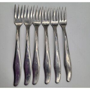 VTG Mar-Crest Citation Stainless Cocktail Appetizer Forks x 6 Starburst MCM USA